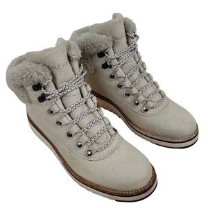 Cole Haan Womens Zerogrand Explorer Hiking Boots Beige Leather Ankle Lace Up 6 B